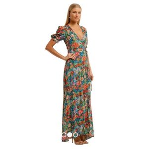 Perseverance London Elysian Maxi Dress Colorful Floral Print Wrap Medium | F272